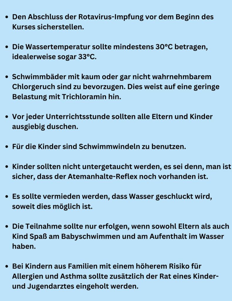 Informationsgrafik über das Babyschwimmen